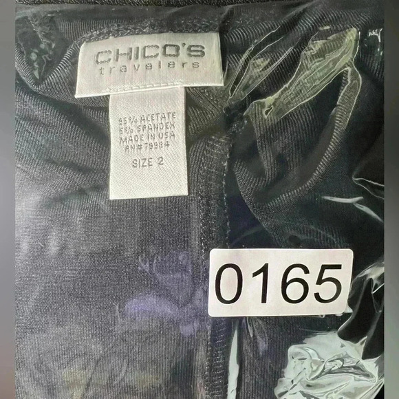 Chicos Travelers 2 Faux Wrap Dress Size Large Black Knit V-neck 3/4 Sleeves - Picture 11 of 11